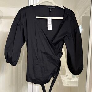 White House Black Market Black Wrap Blouse